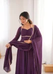 RICH LOOK GEORGETTE FANCY LACE WORK GOWN WITH DUPATTA FESTIVE WEAR WHOLESALE PRICE ETHNIC GARMENT (6)
