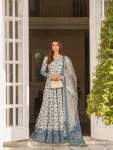 RICH LOOK GEORGETTE & ORGANZA EMBROIDERY WORK GOWN BOTTOM WITH DUPATTA WEDDING WEAR WHOLESALE PRICE ETHNIC GARMENT (4)