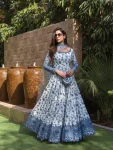 RICH LOOK GEORGETTE & ORGANZA EMBROIDERY WORK GOWN BOTTOM WITH DUPATTA WEDDING WEAR WHOLESALE PRICE ETHNIC GARMENT (4)