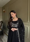 RICH LOOK GEORGETTE PLAIN GOWN BOTTOM WITH FANCY WORK KOTI AND DUPATTA WEDDING WEAR WHOLESALE PRICE ETHNIC GARMENT (9)