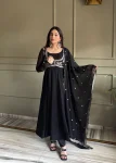 RICH LOOK GEORGETTE PLAIN GOWN BOTTOM WITH FANCY WORK KOTI AND DUPATTA WEDDING WEAR WHOLESALE PRICE ETHNIC GARMENT (9)