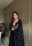 RICH LOOK GEORGETTE PLAIN GOWN BOTTOM WITH FANCY WORK KOTI AND DUPATTA WEDDING WEAR WHOLESALE PRICE ETHNIC GARMENT (9)