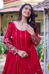 RICH LOOK GEORGETTE SEQUENCE EMBROIDERY WORK GOWN WITH DUPATTA WEDDING WEAR WHOLESALE PRICE ETHNIC GARMENT (10)