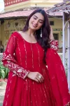 RICH LOOK GEORGETTE SEQUENCE EMBROIDERY WORK GOWN WITH DUPATTA WEDDING WEAR WHOLESALE PRICE ETHNIC GARMENT (10)