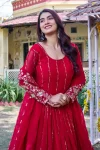RICH LOOK GEORGETTE SEQUENCE EMBROIDERY WORK GOWN WITH DUPATTA WEDDING WEAR WHOLESALE PRICE ETHNIC GARMENT (10)
