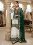 RICH LOOK GEORGETTE SEQUENCE & ZARI EMBROIDERY WITH PEARL MOTI WORK TOP SHARARA WITH DUPATTA FESTIVE WEAR WHOLESALE PRICE ETHNIC GARMENT (23)