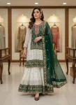 RICH LOOK GEORGETTE SEQUENCE & ZARI EMBROIDERY WITH PEARL MOTI WORK TOP SHARARA WITH DUPATTA FESTIVE WEAR WHOLESALE PRICE ETHNIC GARMENT (23)