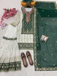 RICH LOOK GEORGETTE SEQUENCE & ZARI EMBROIDERY WITH PEARL MOTI WORK TOP SHARARA WITH DUPATTA FESTIVE WEAR WHOLESALE PRICE ETHNIC GARMENT (23)