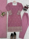 RICH LOOK GEORGETTE THREAD WITH SEQUENCE WORK TOP BOTTOM WITH DUPATTA FESTIVE WEAR WHOLESALE PRICE ETHNIC GARMENT (15)