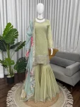 RICH LOOK GEORGETTE THREAD WITH SEQUENCE WORK TOP SHARARA WITH DUPATTA WEDDING WEAR WHOLESALE PRICE ETHNIC GARMENT (1)