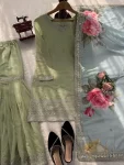 RICH LOOK GEORGETTE THREAD WITH SEQUENCE WORK TOP SHARARA WITH DUPATTA WEDDING WEAR WHOLESALE PRICE ETHNIC GARMENT (1)