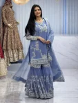 RICH LOOK GERMAN CHINON EMBROIDERY SEQUENCE WORK WITH READY MADE LACE BORDER WORK TOP SHARARA WITH DUPATTA FESTIVE WEAR WHOLESALE PRICE ETHNIC GARMENT (1)
