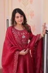 RICH LOOK GOLD CRUSH BEADS EMBROIDERY-WORK GOWN WITH DUPATTA WEDDING WEAR WHOLESALE PRICE ETHNIC GARMENT (2)
