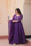 RICH LOOK GOLD CRUSH BEADS EMBROIDERY-WORK GOWN WITH DUPATTA WEDDING WEAR WHOLESALE PRICE ETHNIC GARMENT (15)
