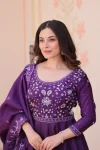RICH LOOK GOLD CRUSH BEADS EMBROIDERY-WORK GOWN WITH DUPATTA WEDDING WEAR WHOLESALE PRICE ETHNIC GARMENT (15)