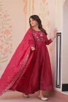 RICH LOOK GOLD CRUSH BEADS EMBROIDERY-WORK GOWN WITH DUPATTA WEDDING WEAR WHOLESALE PRICE ETHNIC GARMENT (2)