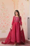 RICH LOOK GOLD CRUSH BEADS EMBROIDERY-WORK GOWN WITH DUPATTA WEDDING WEAR WHOLESALE PRICE ETHNIC GARMENT (2)
