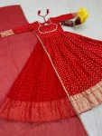 RICH LOOK JACQUARD WEAVING WORK GOWN WITH DUPATTA FESTIVE WEAR WHOLESALE PRICE ETHNIC GARMENT (7)