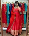 RICH LOOK JACQUARD WEAVING WORK GOWN WITH DUPATTA FESTIVE WEAR WHOLESALE PRICE ETHNIC GARMENT (7)