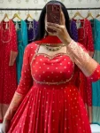 RICH LOOK JACQUARD WEAVING WORK GOWN WITH DUPATTA FESTIVE WEAR WHOLESALE PRICE ETHNIC GARMENT (7)