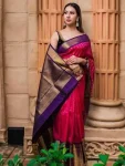 RICH LOOK LICHI SILK JACQUARD WORK SAREE WITH UNSTITCHED BLOUSE FESTIVE WEAR WHOLESALE PRICE ETHNIC GARMENT (2)