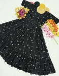 RICH LOOK MUL CHANDERI EMBROIDERY THREAD WORK ONE PIECE DRESS DAILY WEAR WHOLESALE PRICE ETHNIC GARMENT (5)