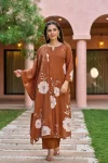 RICH LOOK MUSLIN PRINTED WORK TOP BOTTOM WITH DUPATTA ORANGE
