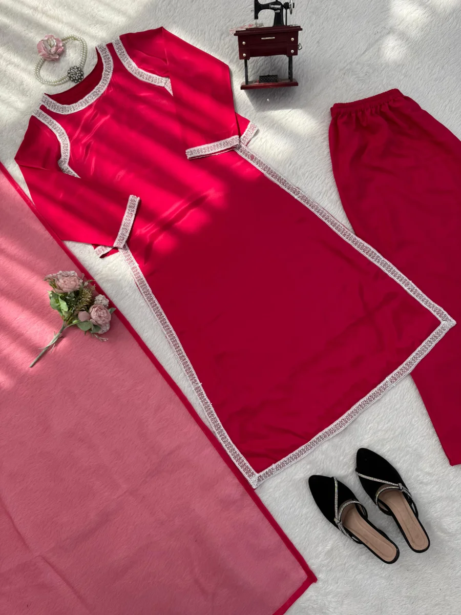 RICH LOOK NATURAL CREPE BEADS LACE BORDER WORK TOP PALAZZO WITH DUPATTA FESTIVE WEAR WHOLESALE PRICE ETHNIC GARMENT (26)