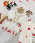 RICH LOOK NATURAL CREPE EMBROIDERY SEQUENCE WORK KID’S TOP PATIYALA WITH DUPATTA FESTIVE WEAR WHOLESALE PRICE ETHNIC GARMENT (2)