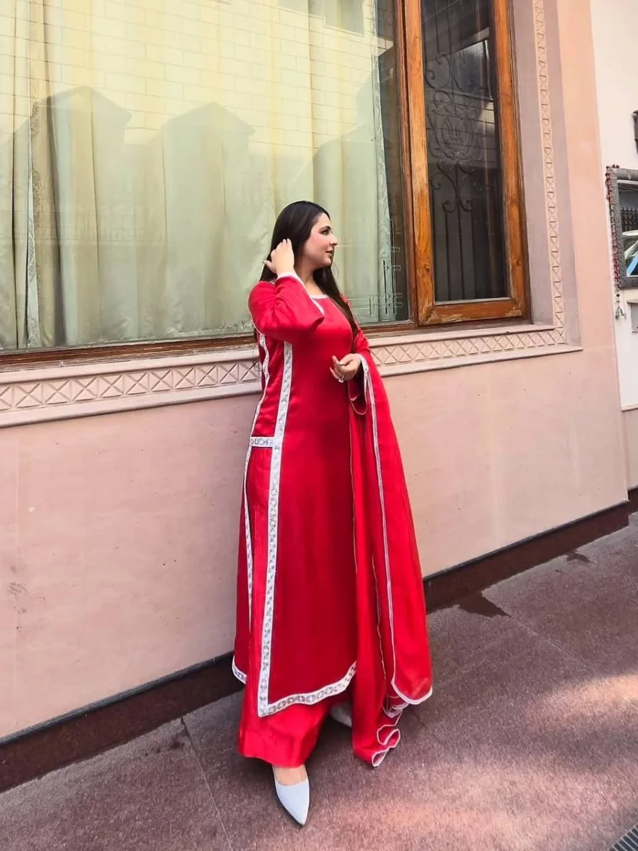 RICH LOOK NATURAL SILK EMBROIDERY SEQUENCE WITH PEARL HAND WORK TOP PALAZZO WITH DUPATTA FESTIVE WEAR WHOLESALE PRICE ETHNIC GARMENT (8)