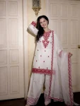 RICH LOOK RAYON COTTON EMBROIDERY THREAD WORK TOP PATIYALA WITH DUPATTA RED AND WHITE
