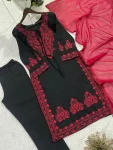 RICH LOOK ROMAN SILK EMBROIDERY WORK TOP BOTTOM WITH DUPATTA FESTIVE WEAR WHOLESALE PRICE ETHNIC GARMENT (3)