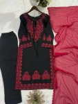 RICH LOOK ROMAN SILK EMBROIDERY WORK TOP BOTTOM WITH DUPATTA FESTIVE WEAR WHOLESALE PRICE ETHNIC GARMENT (3)