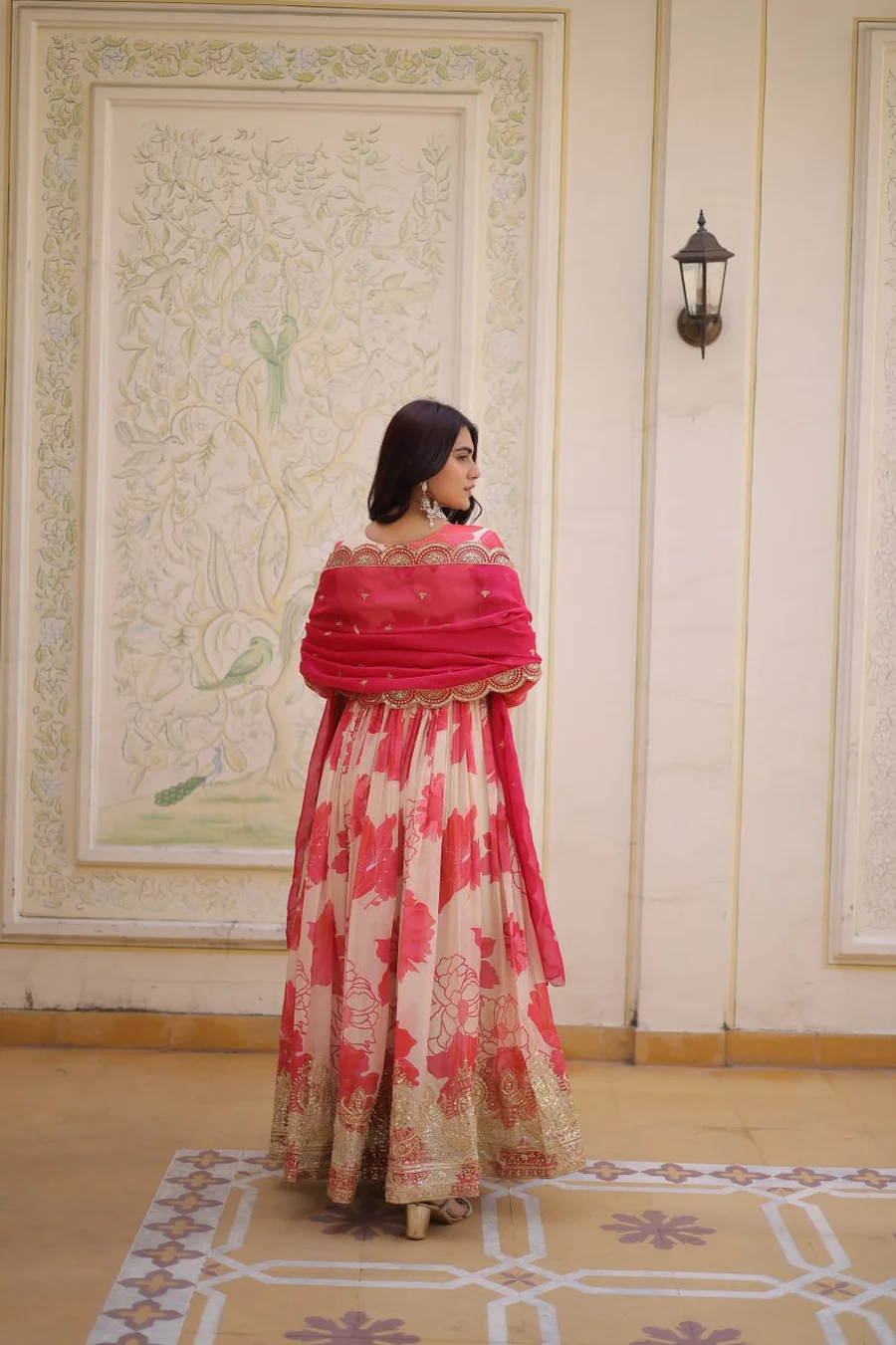 RICH LOOK RUSSIAN SILK DIGITAL PRINTED WITH EMBROIDERY ZARI SQUENCE WORK GOWN WITH DUPATTA WEDDING WEAR WHOLESALE PRICE ETHNIC GARMENT (1)