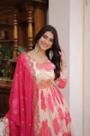 RICH LOOK RUSSIAN SILK DIGITAL PRINTED WITH EMBROIDERY ZARI SQUENCE WORK GOWN WITH DUPATTA WEDDING WEAR WHOLESALE PRICE ETHNIC GARMENT (3)