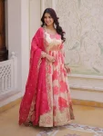 RICH LOOK RUSSIAN SILK DIGITAL PRINTED WITH EMBROIDERY ZARI SQUENCE WORK GOWN WITH DUPATTA WEDDING WEAR WHOLESALE PRICE ETHNIC GARMENT (3)