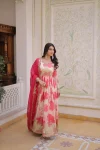 RICH LOOK RUSSIAN SILK DIGITAL PRINTED WITH EMBROIDERY ZARI SQUENCE WORK GOWN WITH DUPATTA WEDDING WEAR WHOLESALE PRICE ETHNIC GARMENT (3)