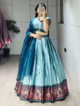 RICH LOOK SILK ZARI WEAVING WITH KALAMKARI WEAVING BORDER WORK LEHENGA CHOLI WITH DUPATTA FESTIVE WEAR WHOLESALE PRICE ETHNIC GARMENT (3)