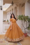 RICH LOOK SILVER CRUNCHY EMBROIDERY-WORK GOWN FESTIVE WEAR WHOLESALE PRICE ETHNIC GARMENT (5)