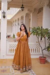 RICH LOOK SILVER CRUNCHY EMBROIDERY-WORK GOWN FESTIVE WEAR WHOLESALE PRICE ETHNIC GARMENT (5)