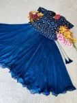 RICH LOOK SPACE SILK SEQUENCE EMBROIDERY WORK TOP LEHENGA SET WEDDING WEAR WHOLESALE PRICE ETHNIC GARMENT (8)