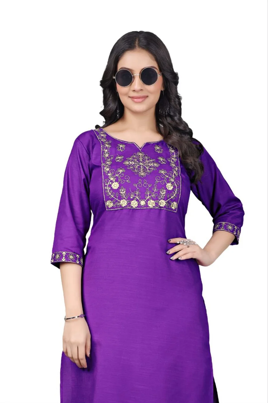 RICH LOOK TESLA COTTON EMBROIDERY WORK ONLY KURTI FESTIVE WEAR WHOLESALE PRICE ETHNIC GARMENT (19)