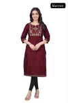 RICH LOOK TESLA COTTON EMBROIDERY WORK ONLY KURTI FESTIVE WEAR WHOLESALE PRICE ETHNIC GARMENT (9)