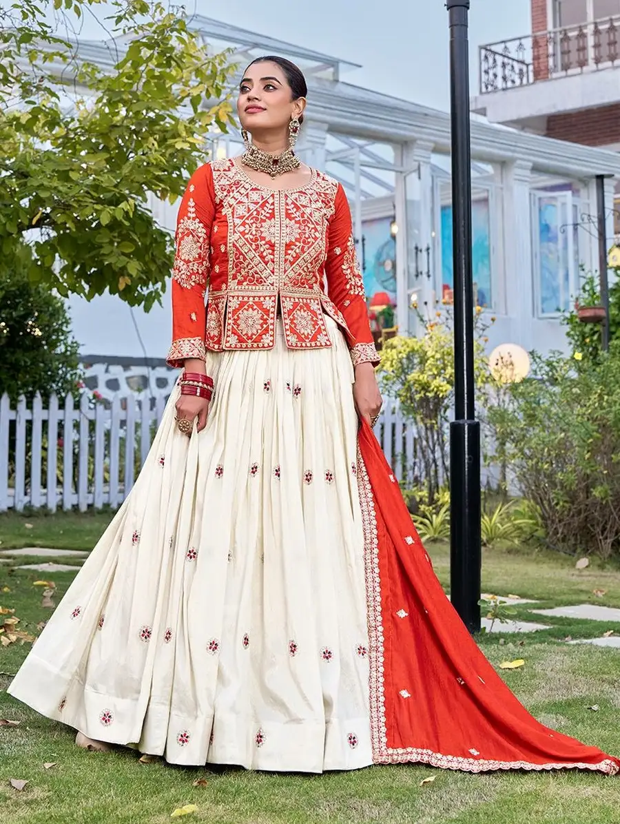 RICH LOOK VICHITRA EMBROIDERY CODING SEQUENCE & THREAD WORK TOP LEHENGA WITH DUPATTA WEDDING WEAR WHOLESALE PRICE ETHNIC GARMENT (7)