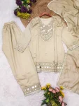 RICH LOOK VICHITRA SILK REAL MIRROR HAND WORK TOP BOTTOM WITH DUPATTA FESTIVE WEAR WHOLESALE PRICE ETHNIC GARMENT (2)