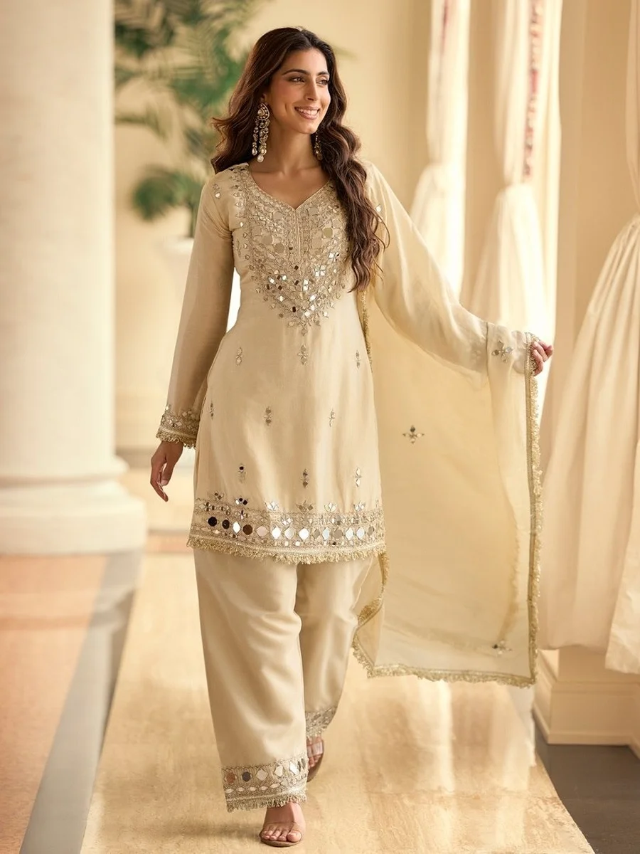RICH LOOK VICHITRA SILK REAL MIRROR HAND WORK TOP BOTTOM WITH DUPATTA FESTIVE WEAR WHOLESALE PRICE ETHNIC GARMENT (2)
