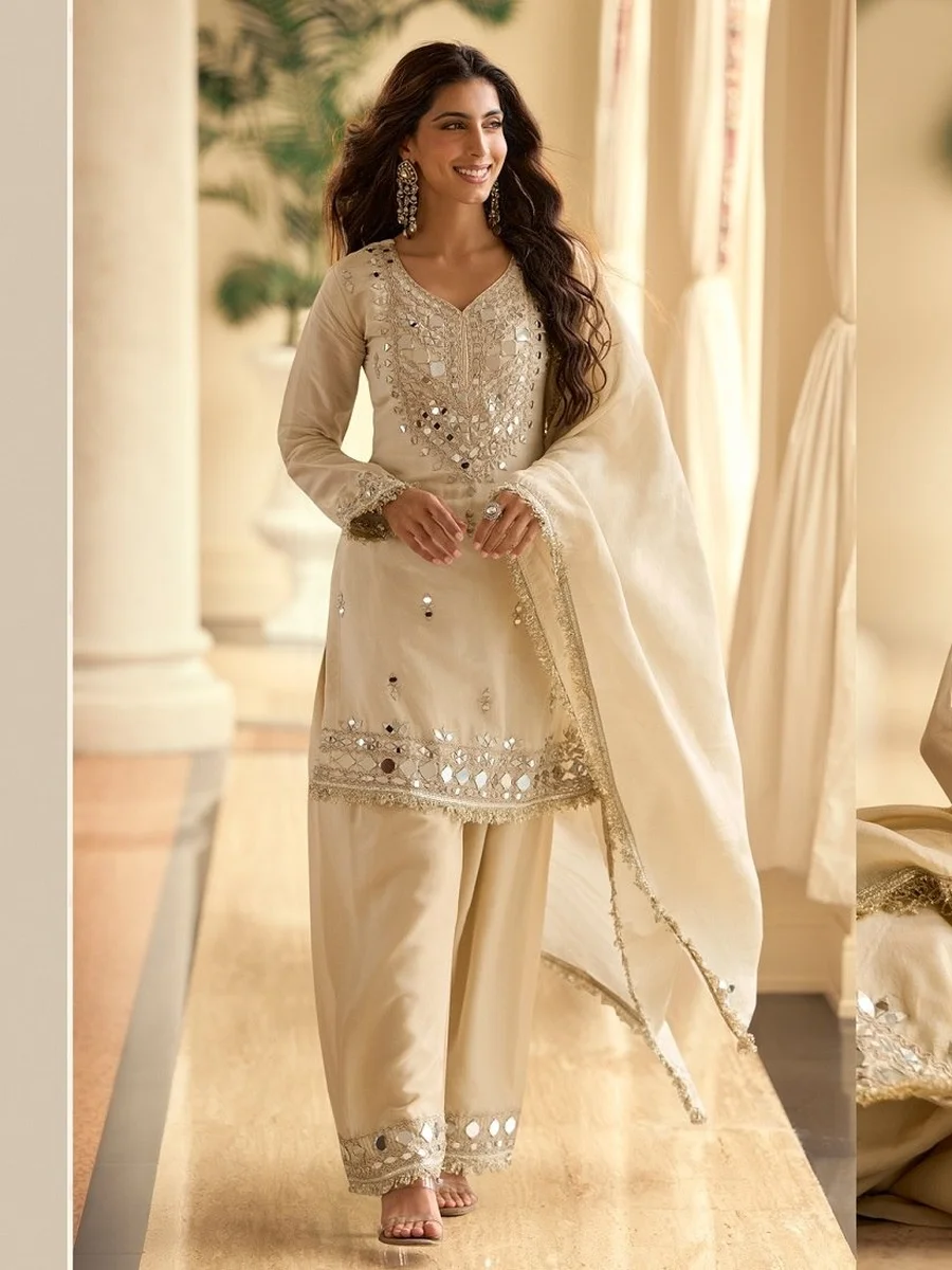 RICH LOOK VICHITRA SILK REAL MIRROR HAND WORK TOP BOTTOM WITH DUPATTA FESTIVE WEAR WHOLESALE PRICE ETHNIC GARMENT (4)