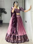 TRADITIONAL SILK ZARI WEAVING WITH CONTRAST GOLDEN ZARI WEAVING BORDER WORK LEHENGA CHOLI WITH DUPATTA FESTIVE WEAR WHOLESALE PRICE ETHNIC GARMENT (2)