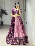 TRADITIONAL SILK ZARI WEAVING WITH CONTRAST GOLDEN ZARI WEAVING BORDER WORK LEHENGA CHOLI WITH DUPATTA FESTIVE WEAR WHOLESALE PRICE ETHNIC GARMENT (2)