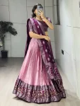 TRADITIONAL SILK ZARI WEAVING WITH CONTRAST GOLDEN ZARI WEAVING BORDER WORK LEHENGA CHOLI WITH DUPATTA FESTIVE WEAR WHOLESALE PRICE ETHNIC GARMENT (2)